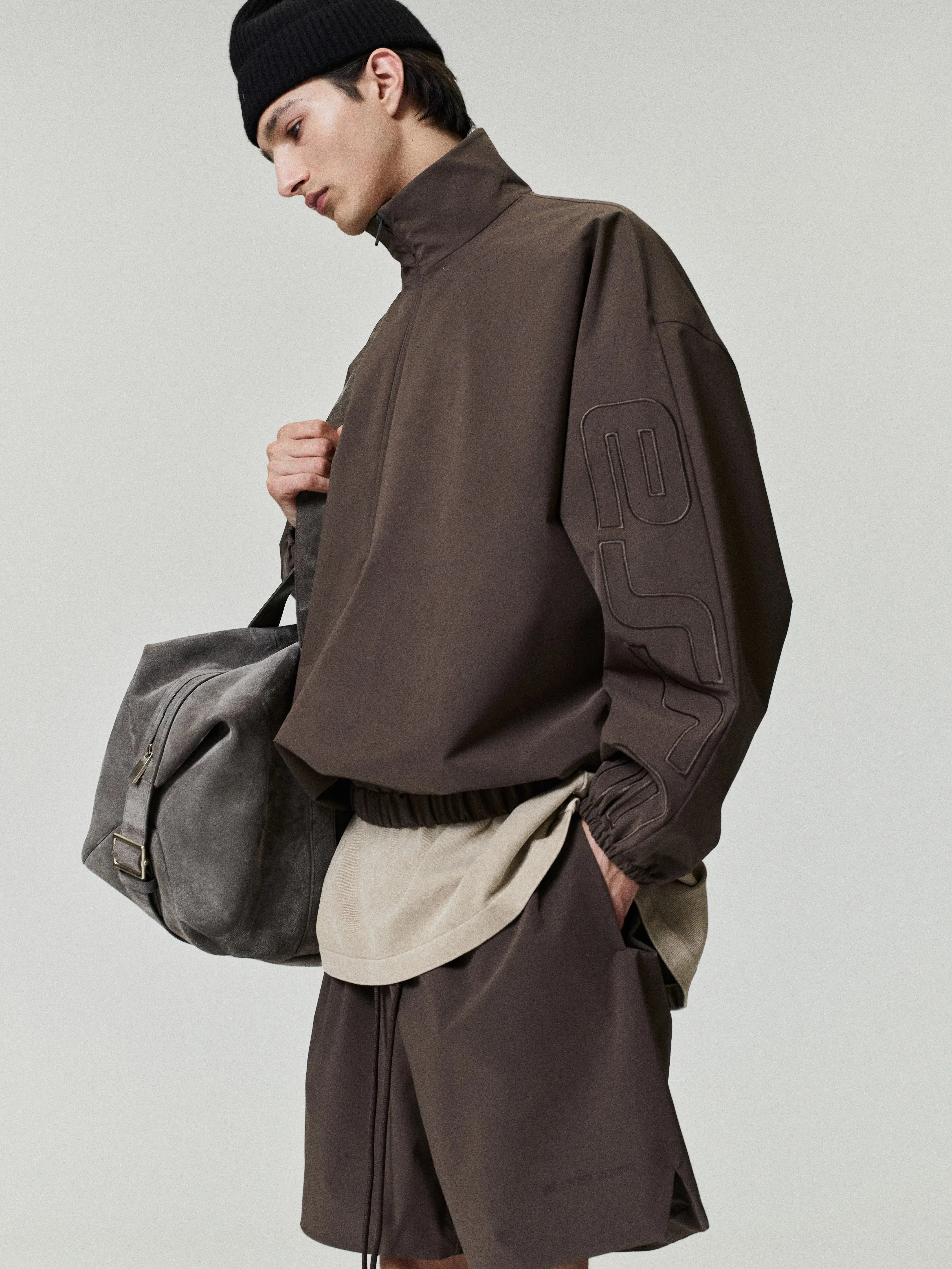 Essentials Active Trace Half Zip Track Jacket Brown