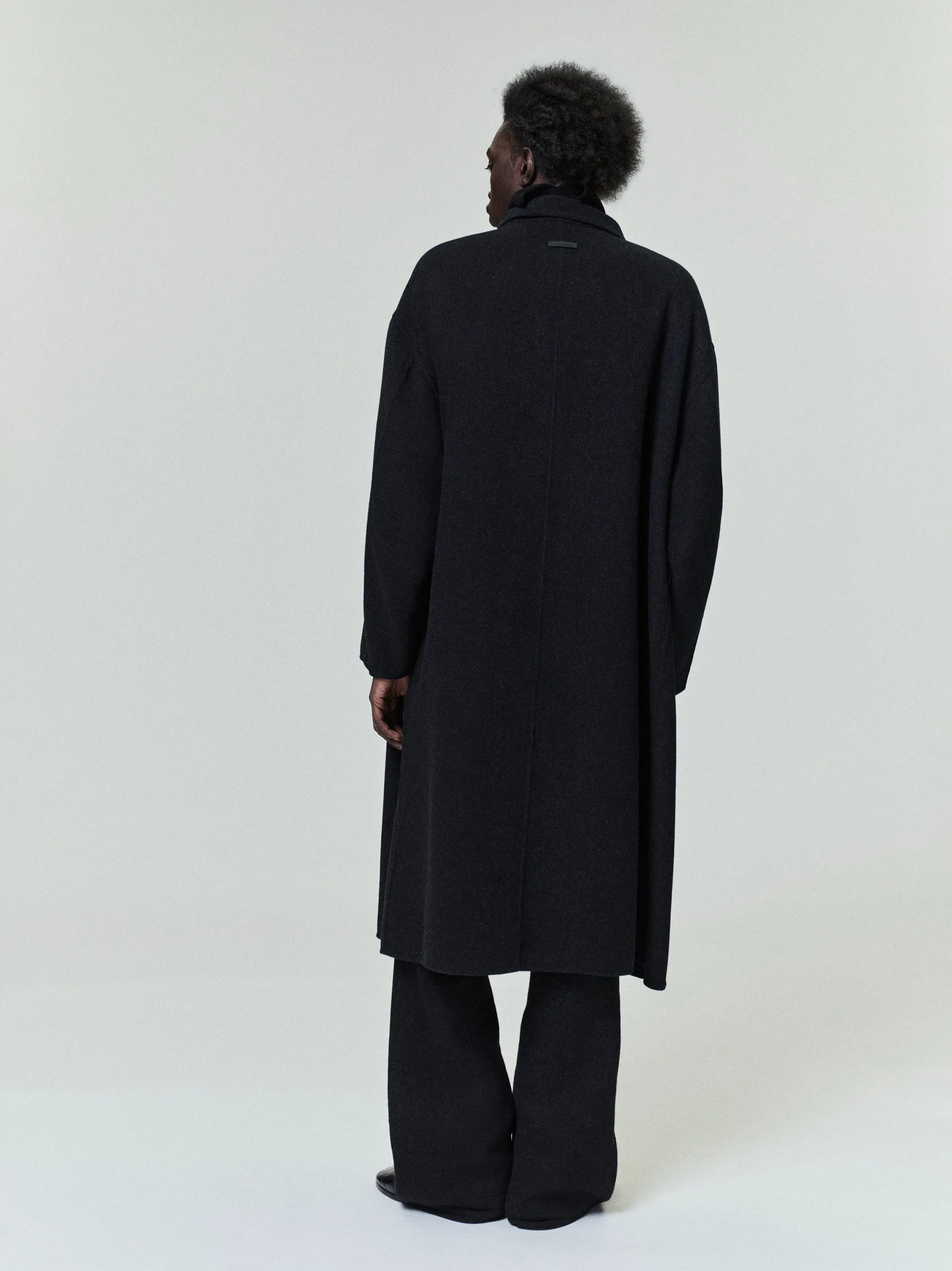 Essentials Wool Cashmere Highneck Coat Charcoal