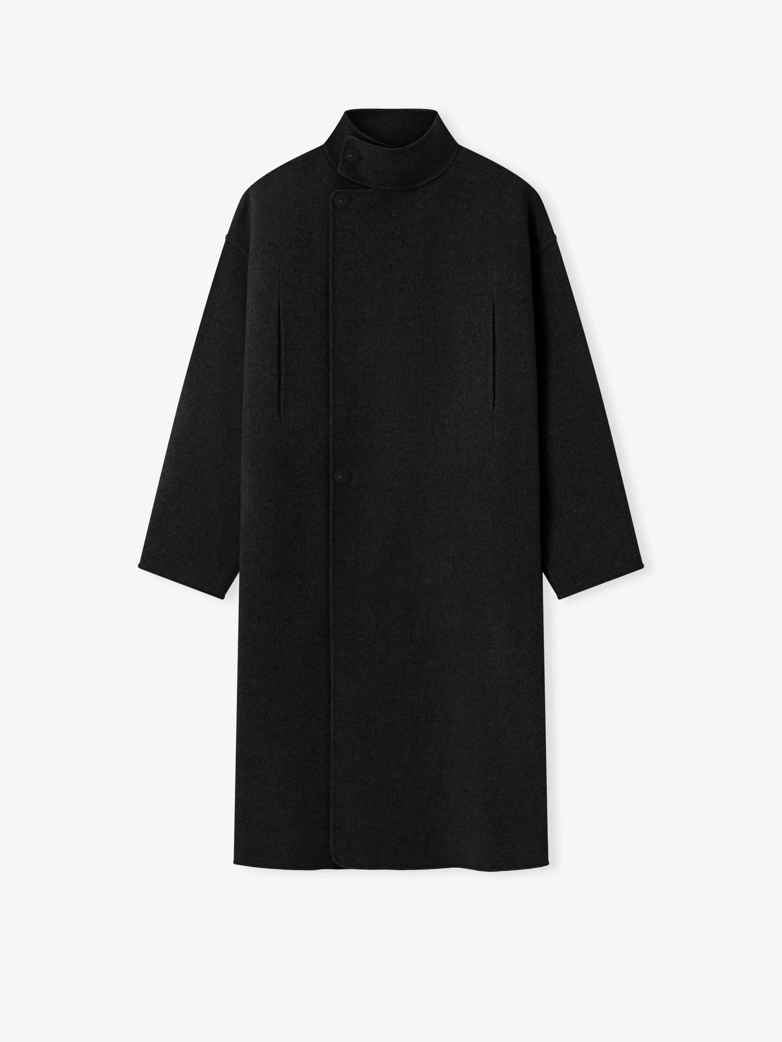 Essentials Wool Cashmere Highneck Coat Charcoal