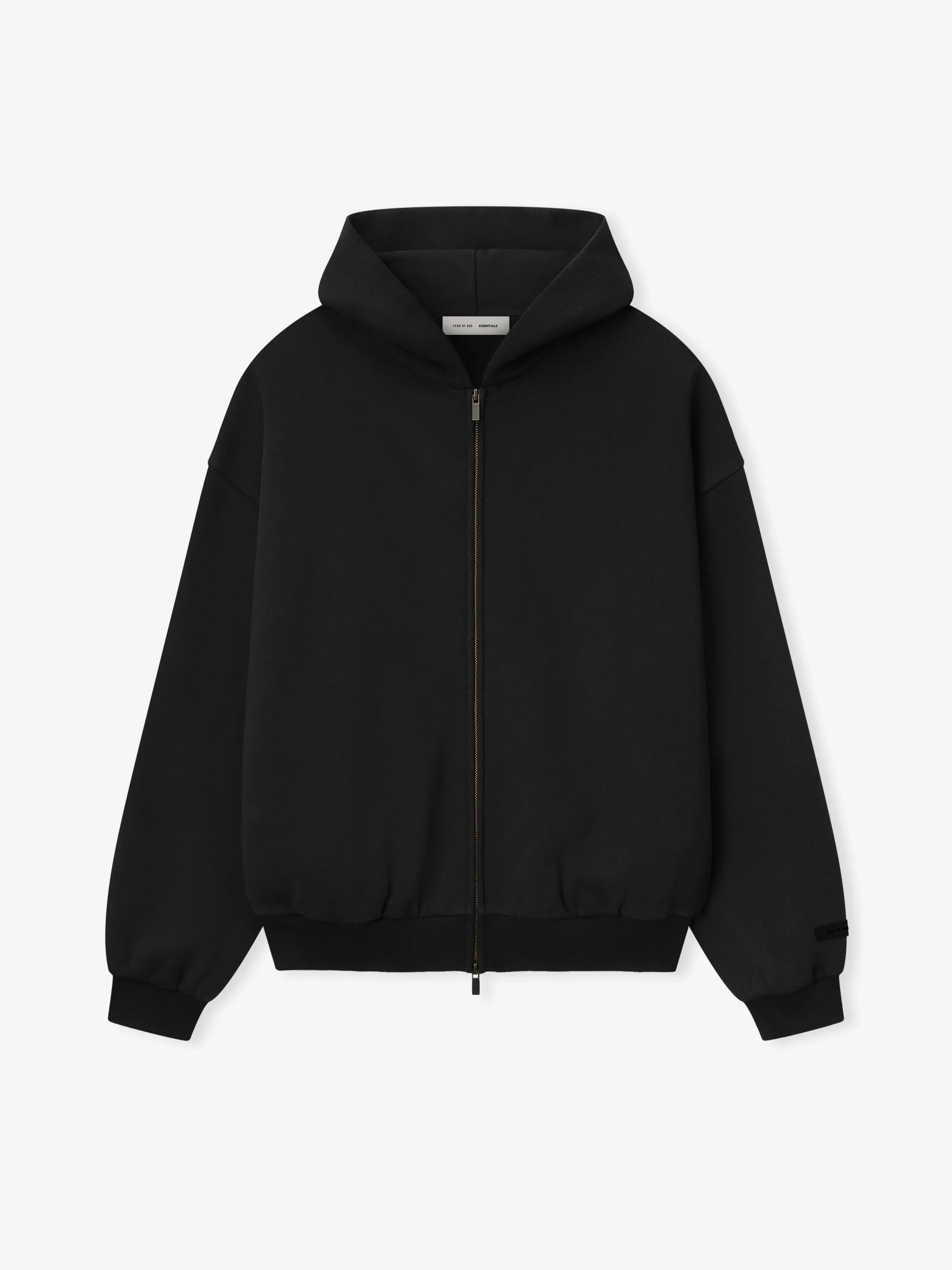 Essentials Embossed 90S Fit Fleece Zip-Up Hoodie Vintage Black