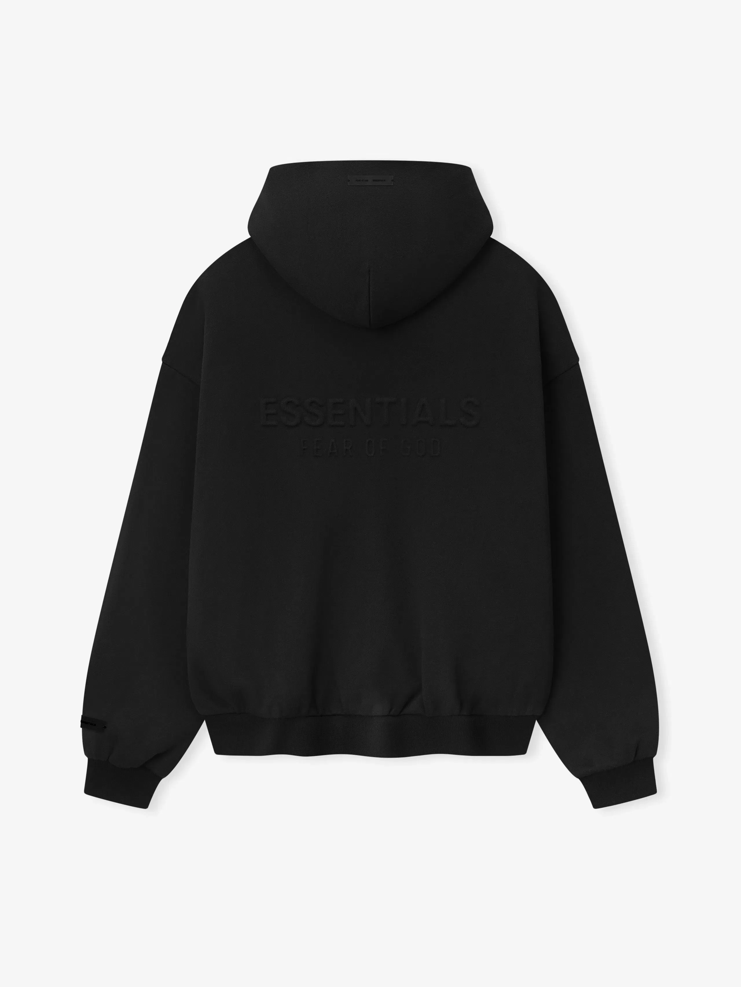 Essentials Embossed 90S Fit Fleece Zip-Up Hoodie Vintage Black