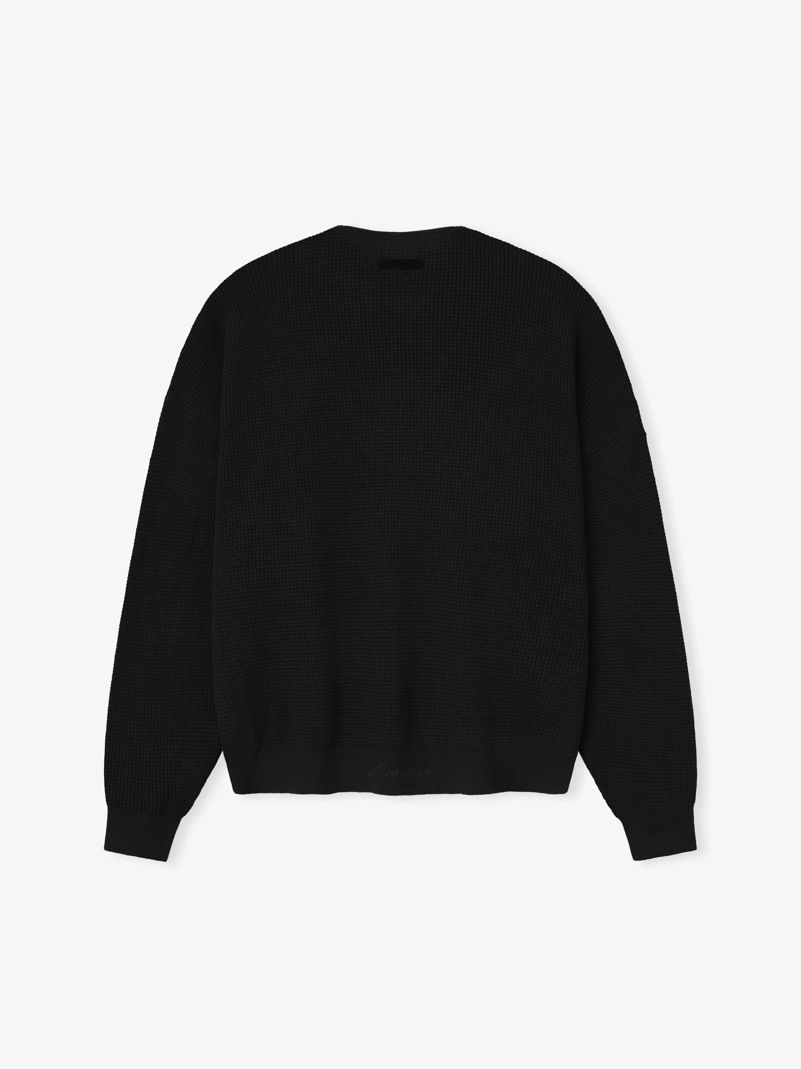 Essentials Signature Waffle 90S Crewneck Sweater Vintage Black