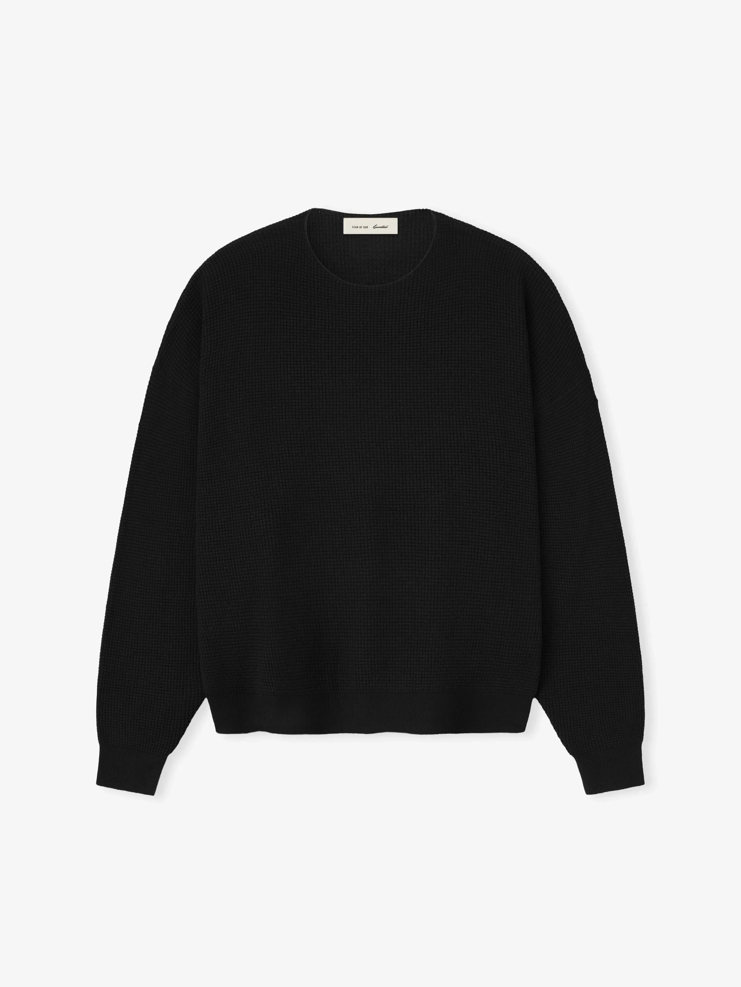 Essentials Signature Waffle 90S Crewneck Sweater Vintage Black