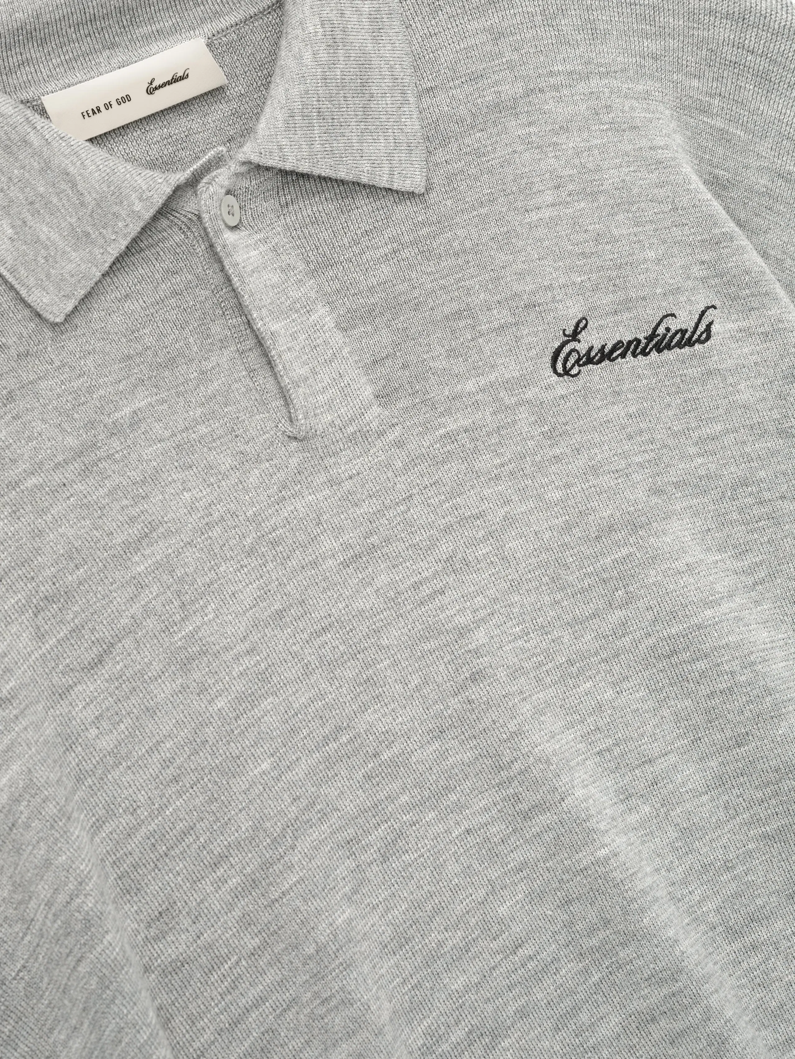 Essentials Signature 90S Knit Polo Concrete Heather