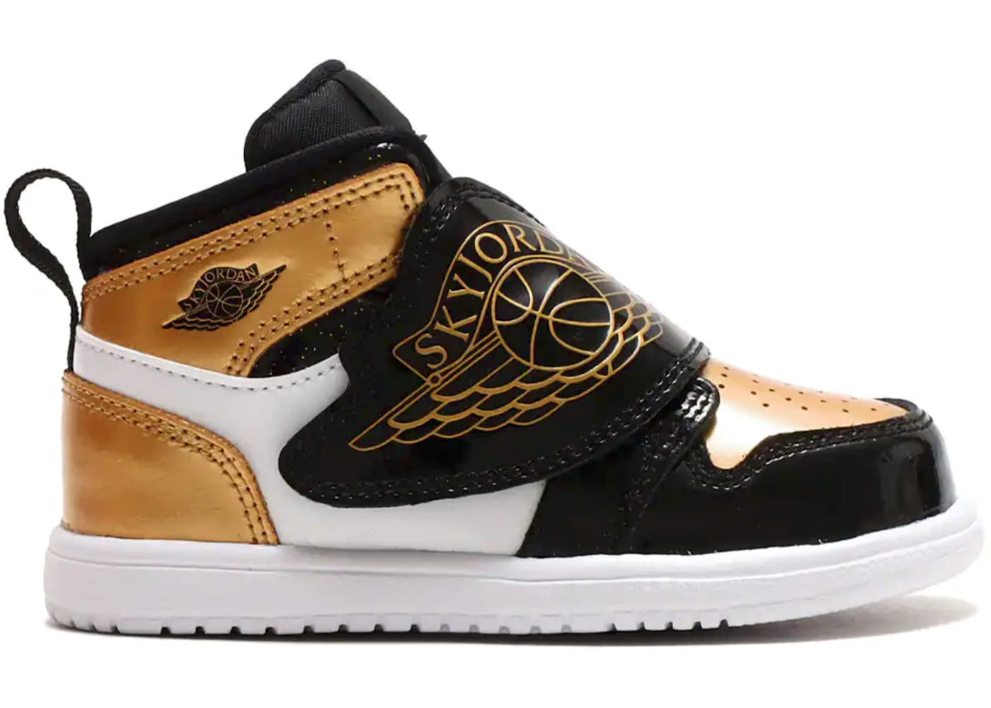 Sky Jordan 1 Mid Black Metallic Gold White Td