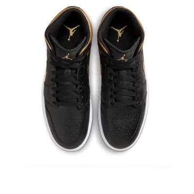 Sky Jordan 1 Mid Black Metallic Gold White Td
