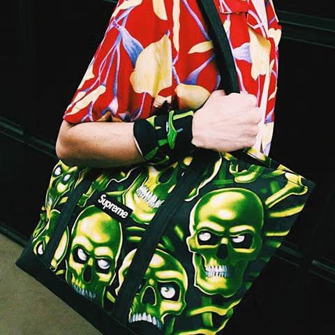 Supreme Skull Pile Denim Tote Black Price in India | Culture Circle
