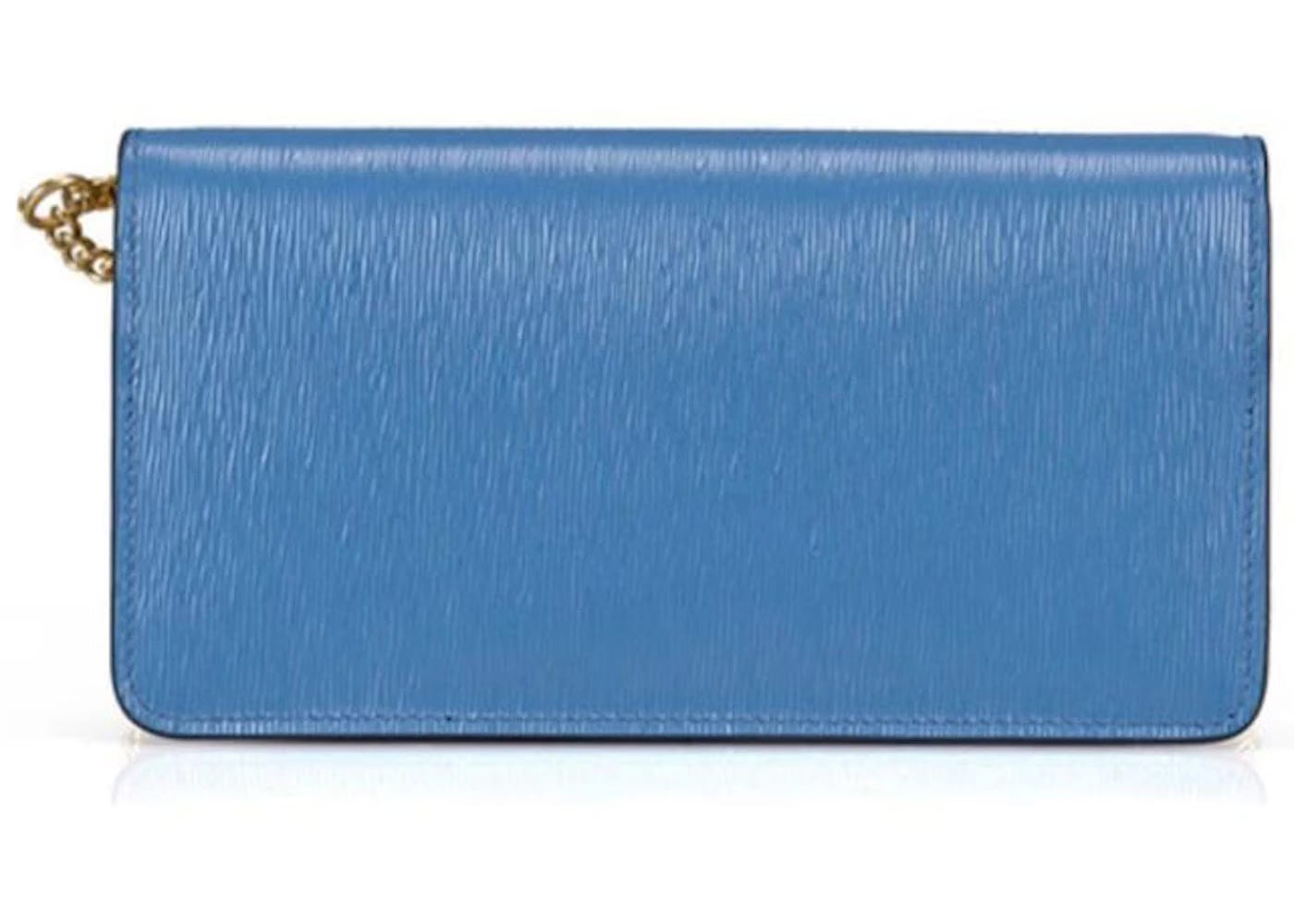Prada Cowhide Chain Crossbody Bag Blue