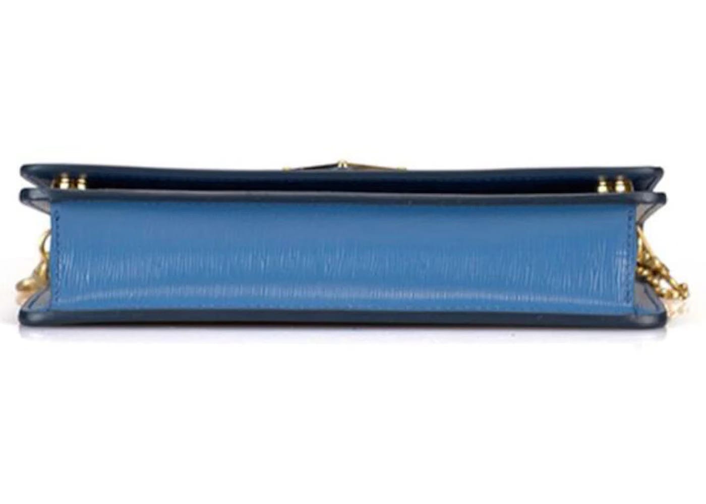 Prada Cowhide Chain Crossbody Bag Blue