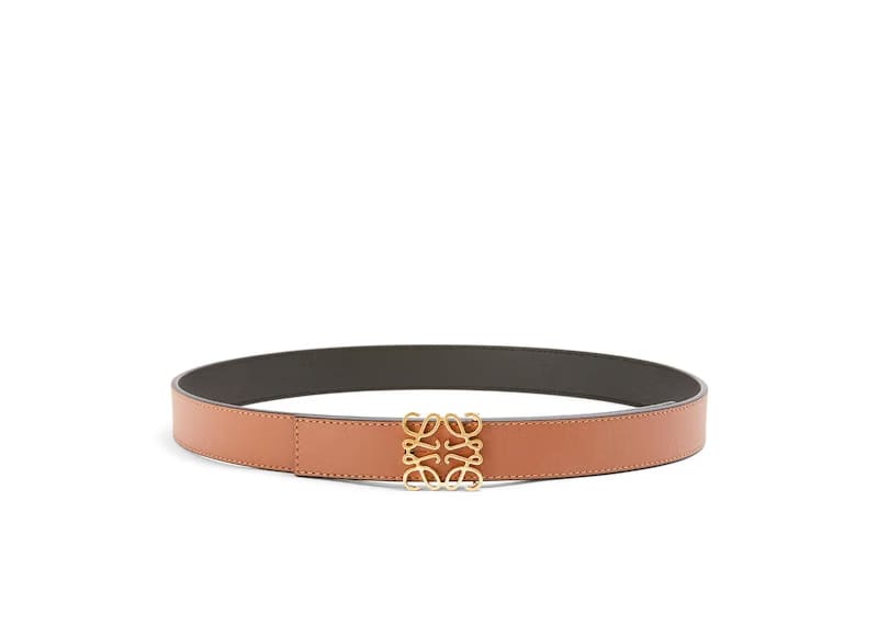LOEWE Reversible Anagram Belt In Smooth Calfskin Tan/Black/Gold