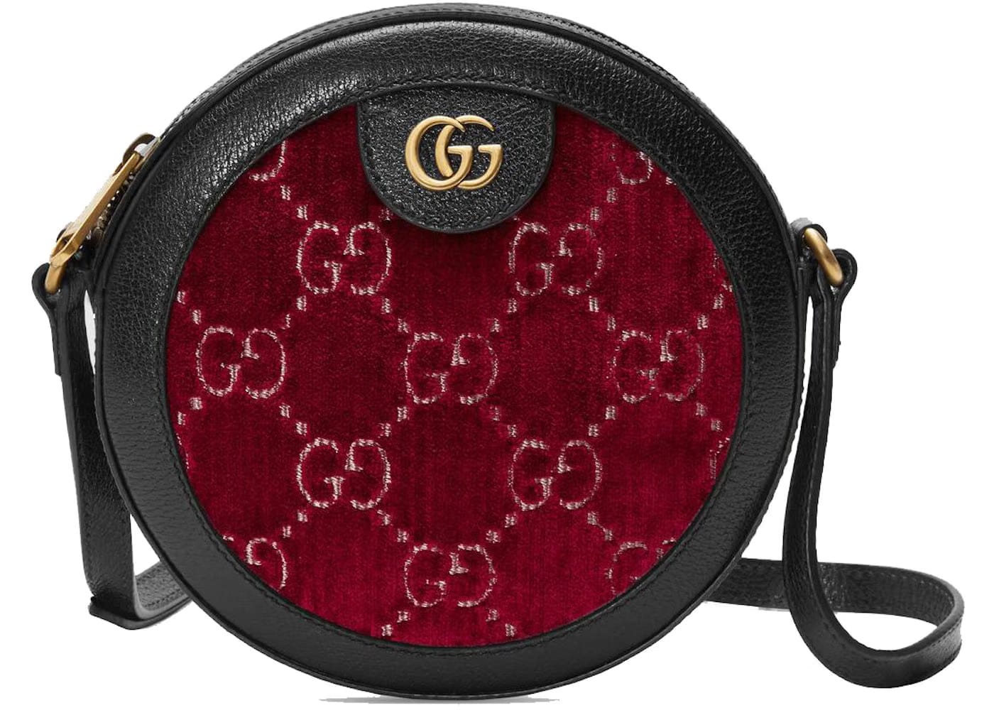 Gucci Round Gg Shoulder Bag Velvet Red/Black