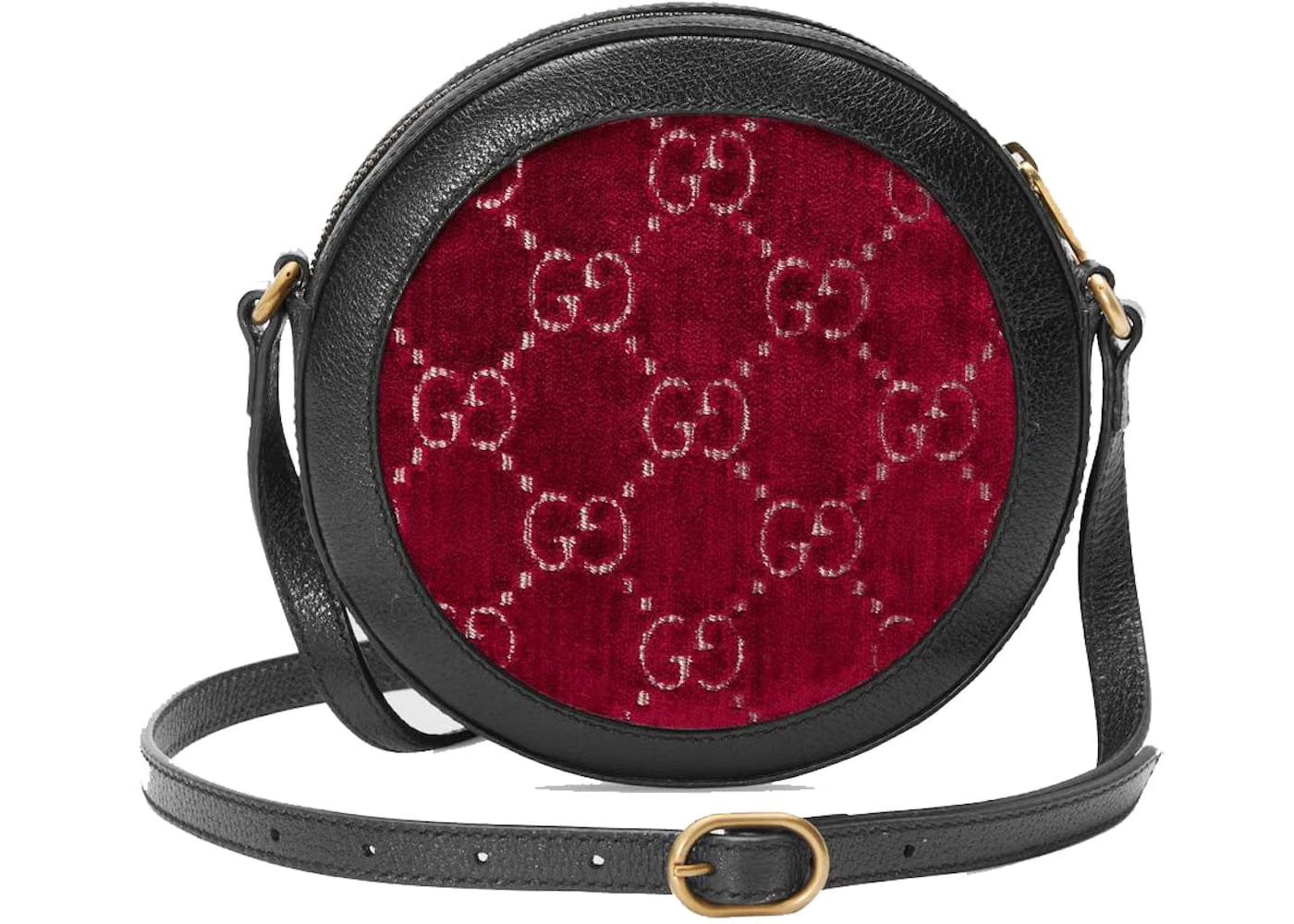 Gucci Round Gg Shoulder Bag Velvet Red/Black