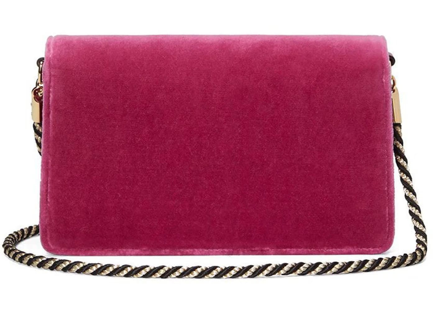Gucci Broadway Shoulder Bag Velvet Jeweled G Pink