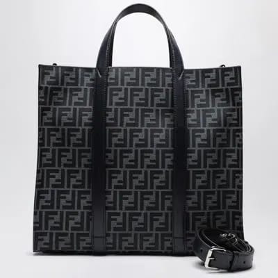 Fendi Tote Bag Ff Monogram Jacquard Black/Grey