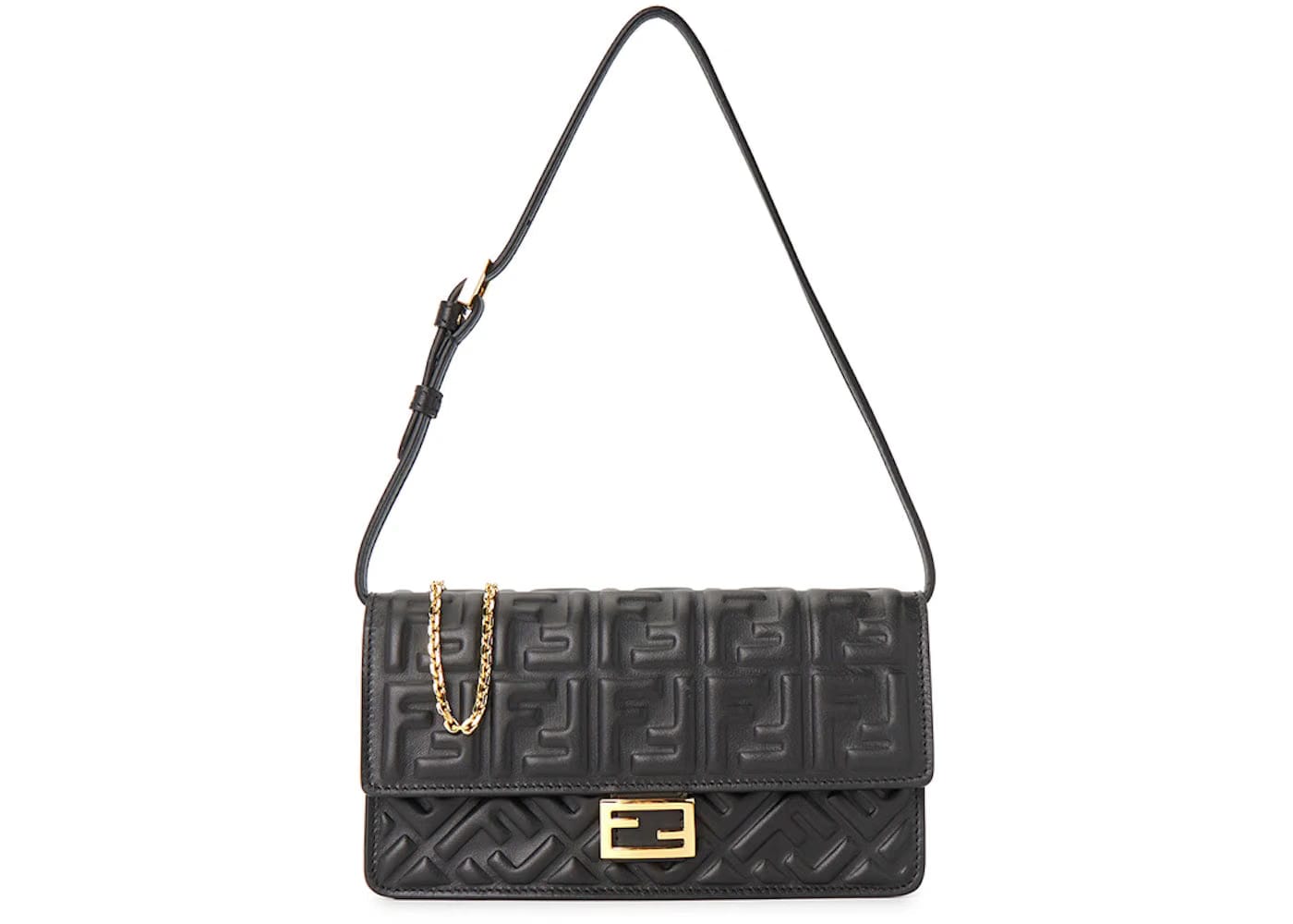 Fendi Chain Baguette Bag Black