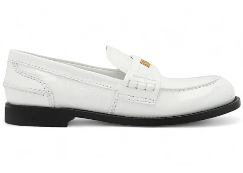 Miu Miu Shiny Leather Penny Loafers White (Women's)