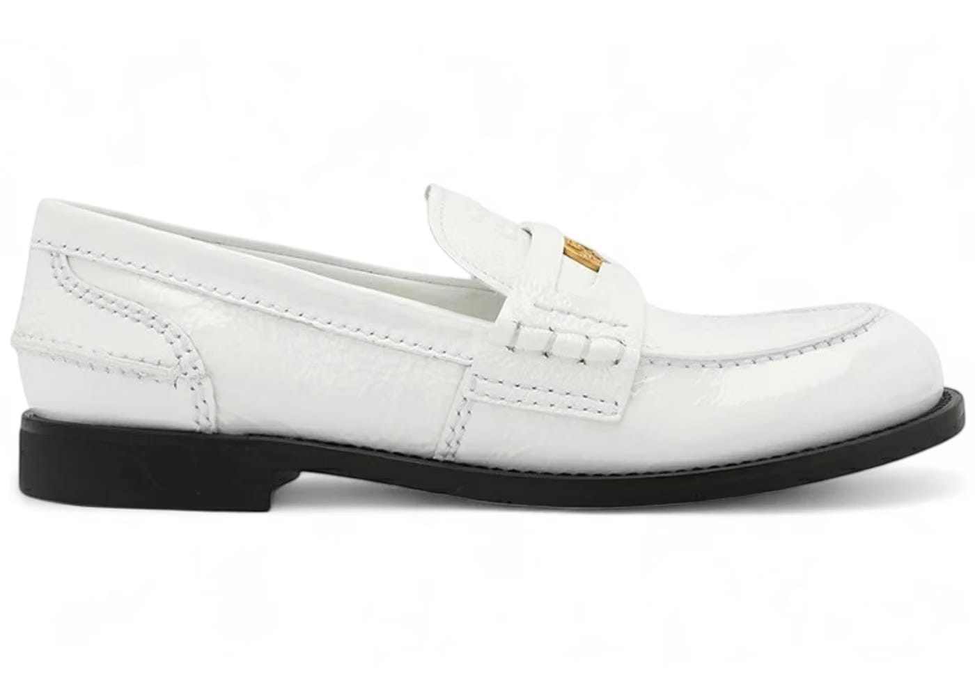 Miu Miu Shiny Leather Penny Loafers White (Women's)