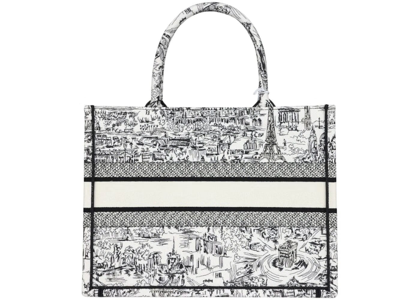 Dior Paris All Over Medium Book Tote White/Black