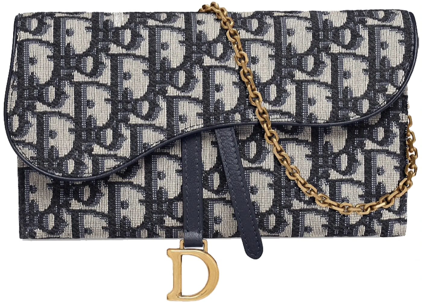 Dior Saddle Wallet Oblique 6 Card Slot Blue