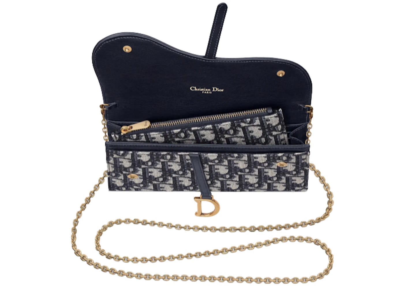 Dior Saddle Wallet Oblique 6 Card Slot Blue
