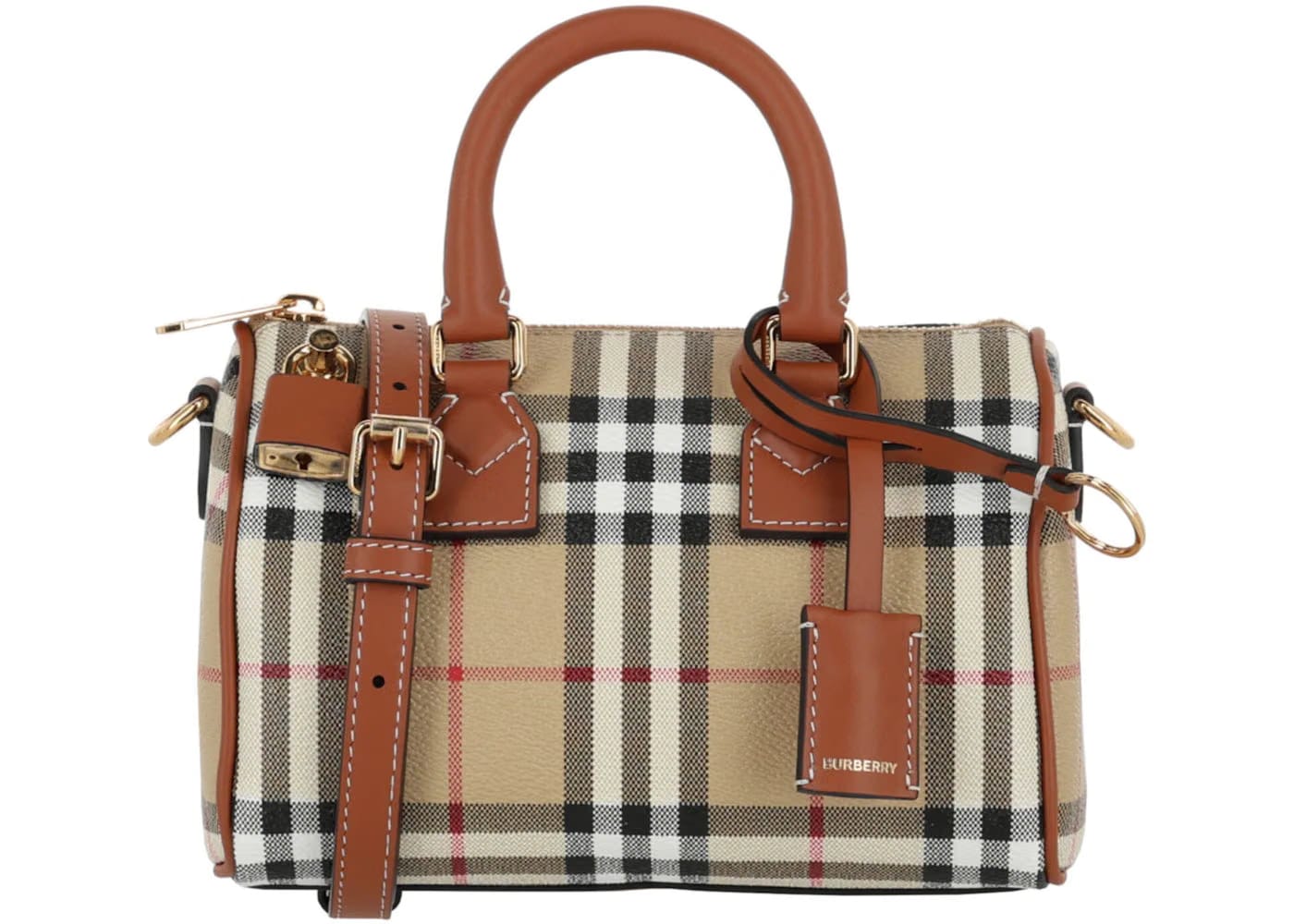 Burberry Mini Check Bowling Bag Brown