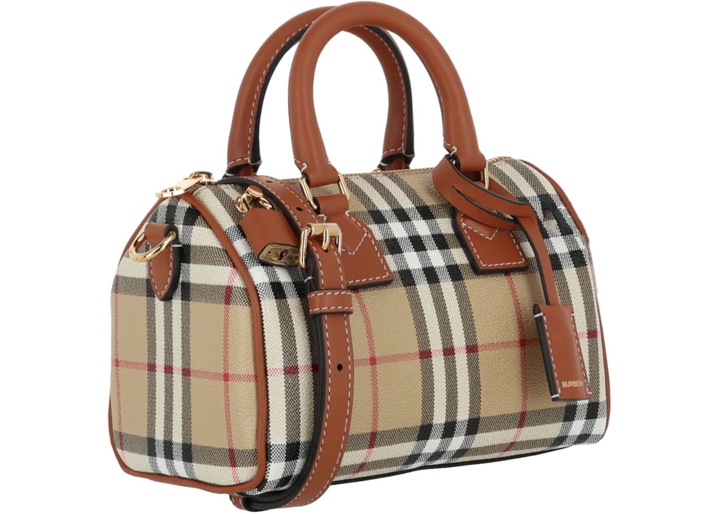 Burberry Mini Check Bowling Bag Brown