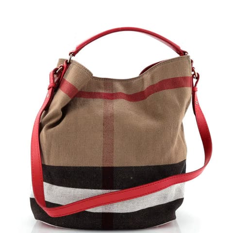 Burberry London Check Canvas Medium Tote Bag Beige