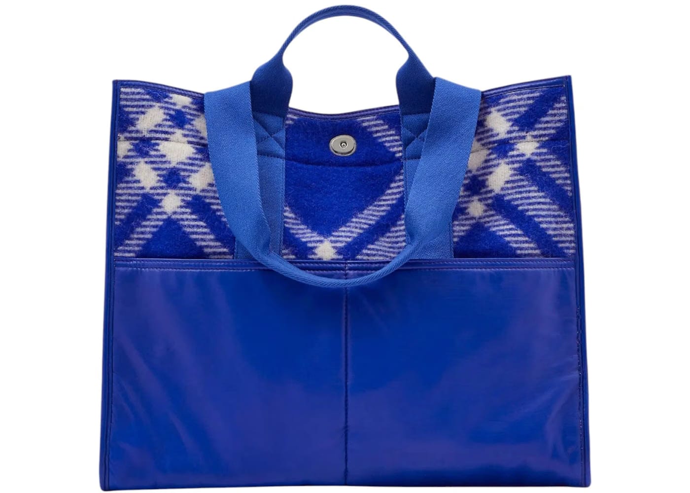 Burberry Check-Pattern Shopper Tote Bag Blue