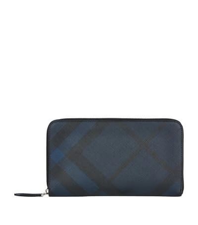 Burberry Check Zip Around Long Wallet Taupe Brown
