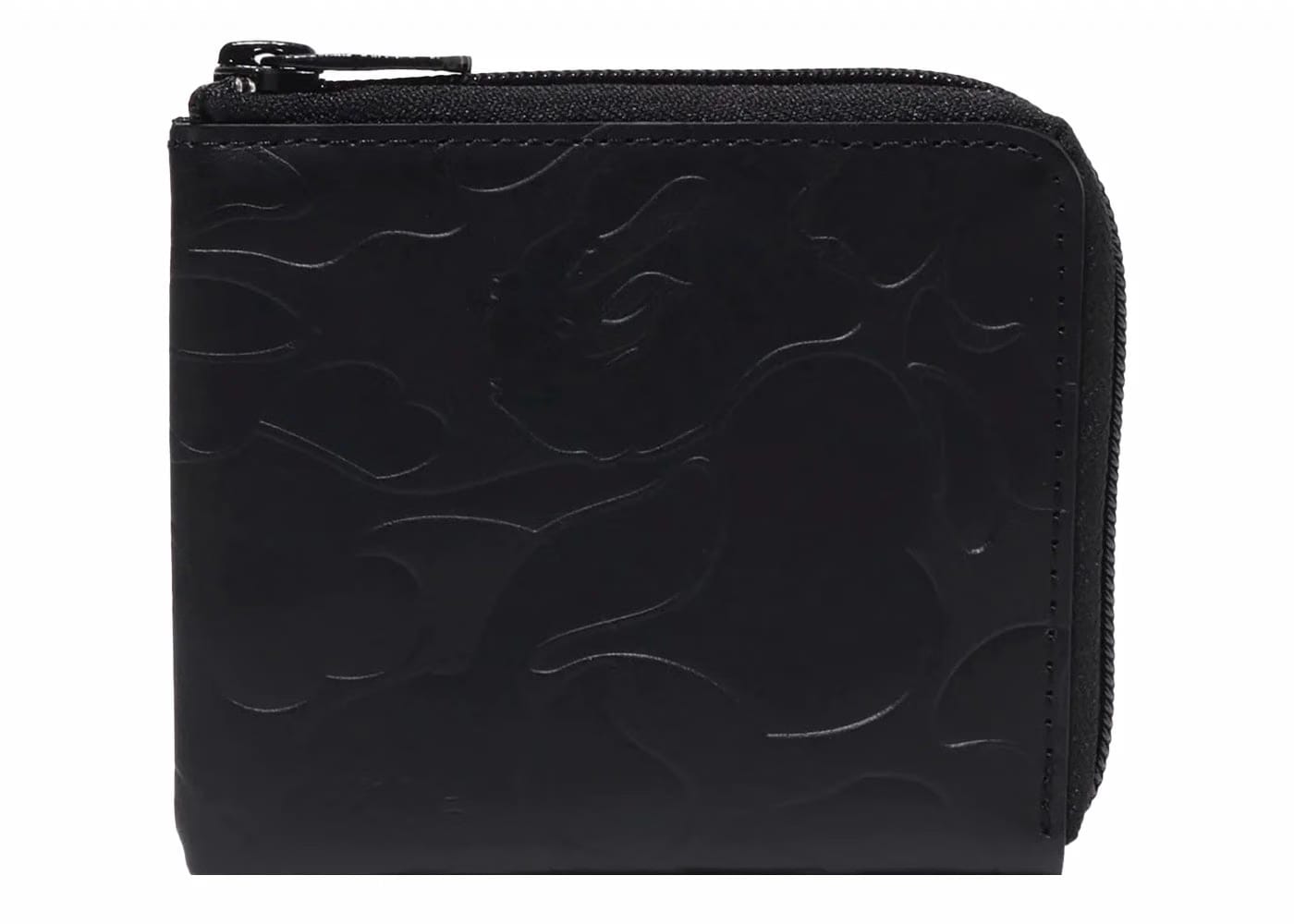 Bape Solid Camo Leather Iii Wallet Black