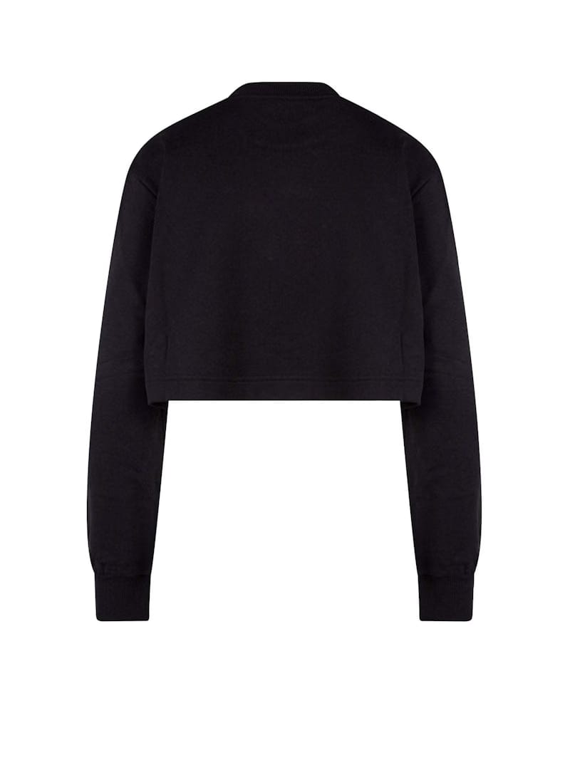 Dolce & Gabbana Woman Crop Fit Cotton DG Patch Sweatshirt Black