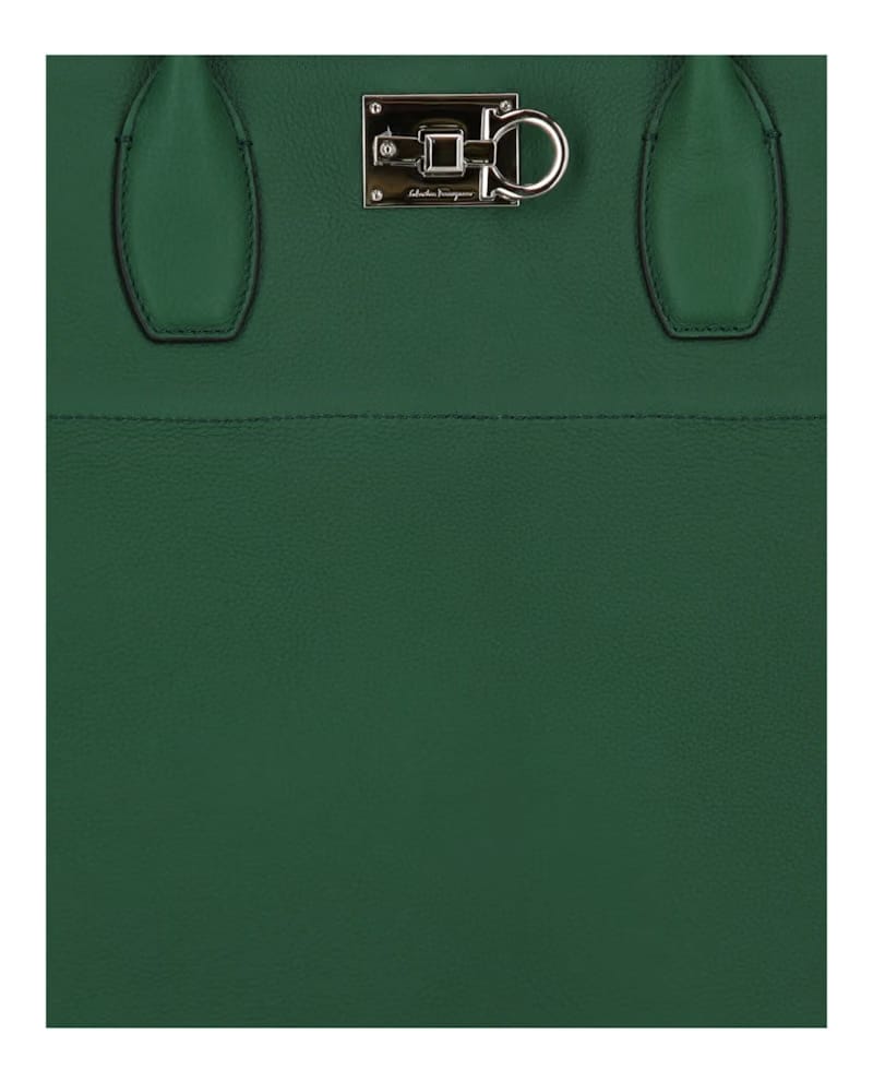 Ferragamo The Studio Large Leather Tote Green