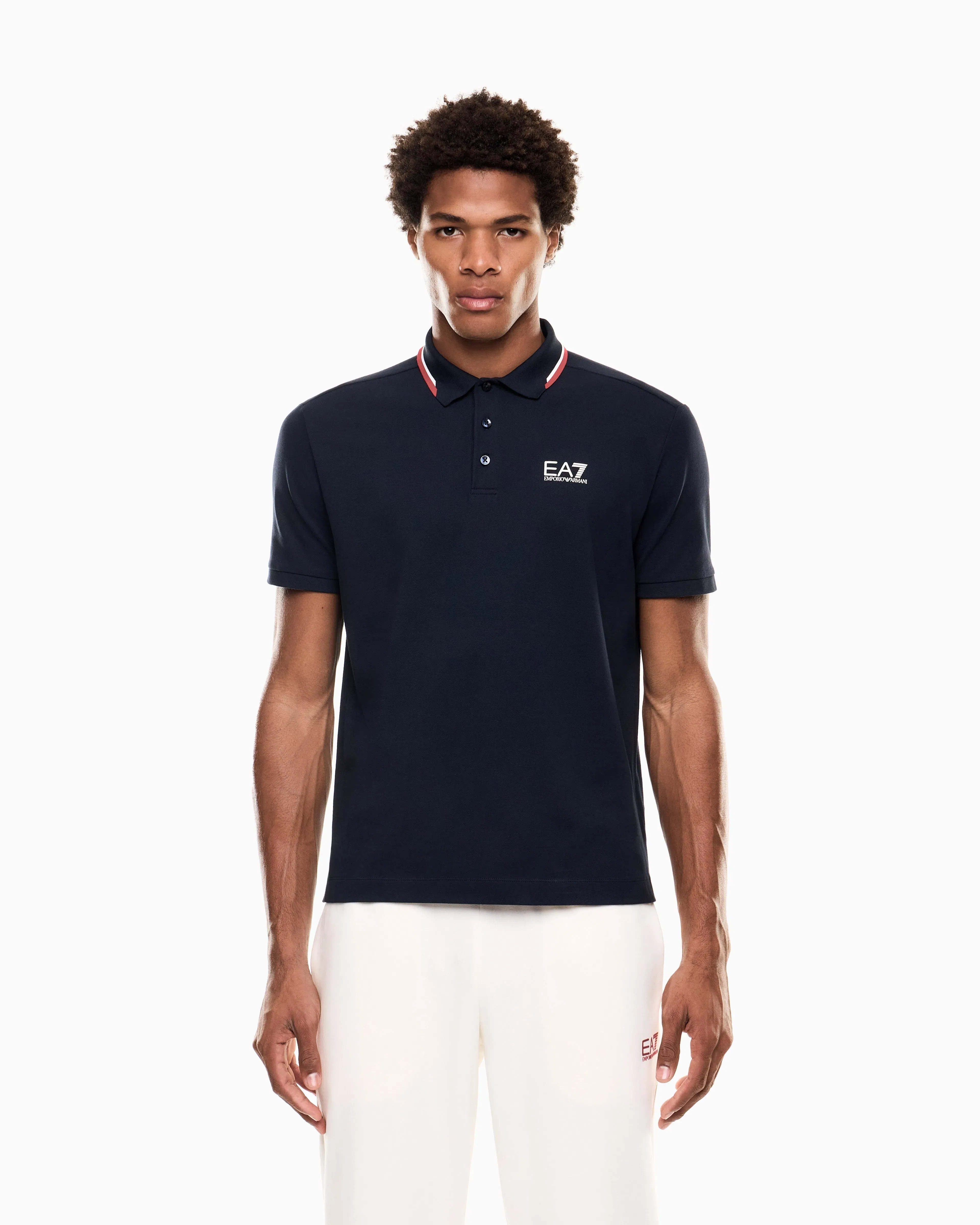 EA7 Summer Block stretch cotton polo shirt