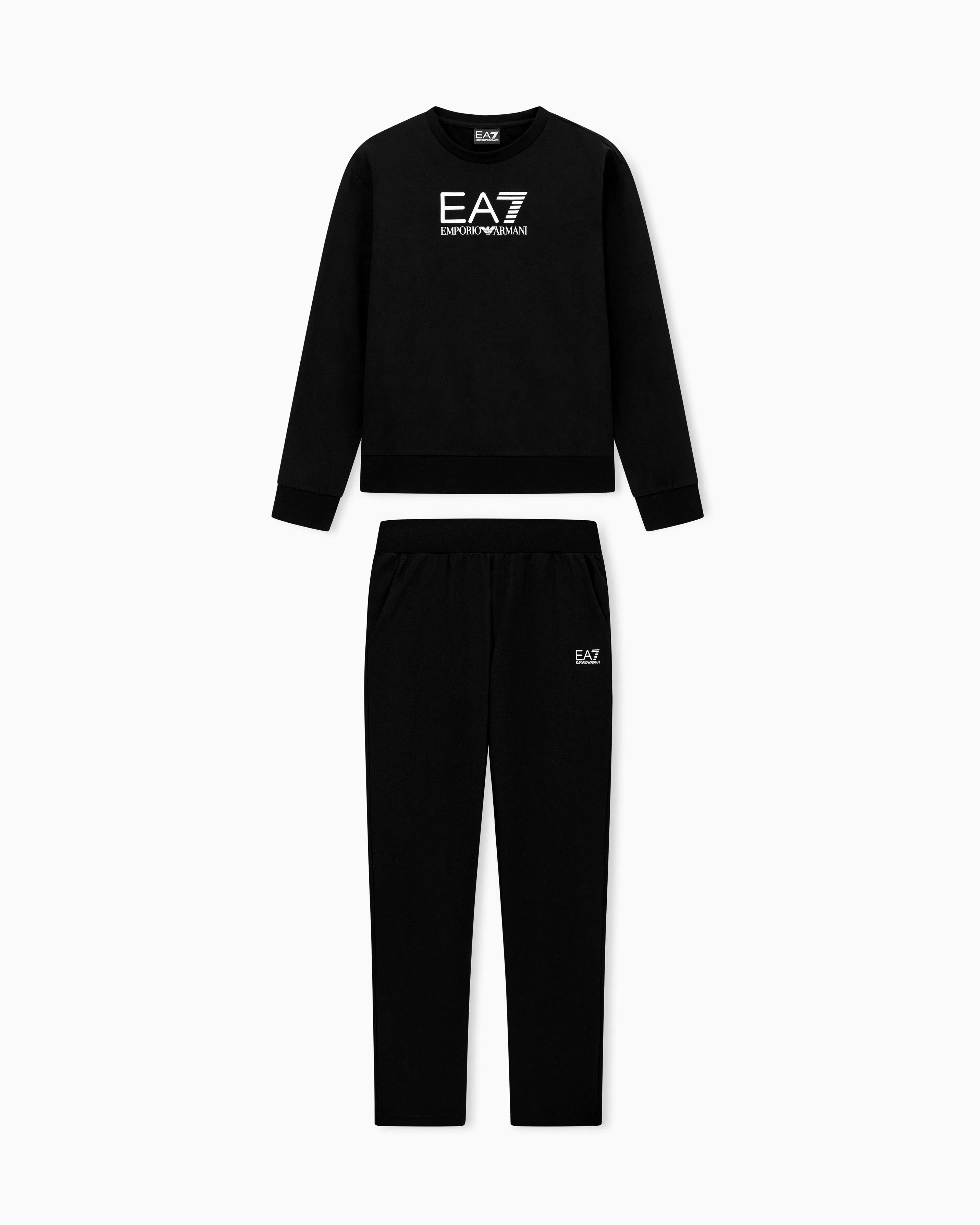EA7 Stretch-cotton tracksuit with logo