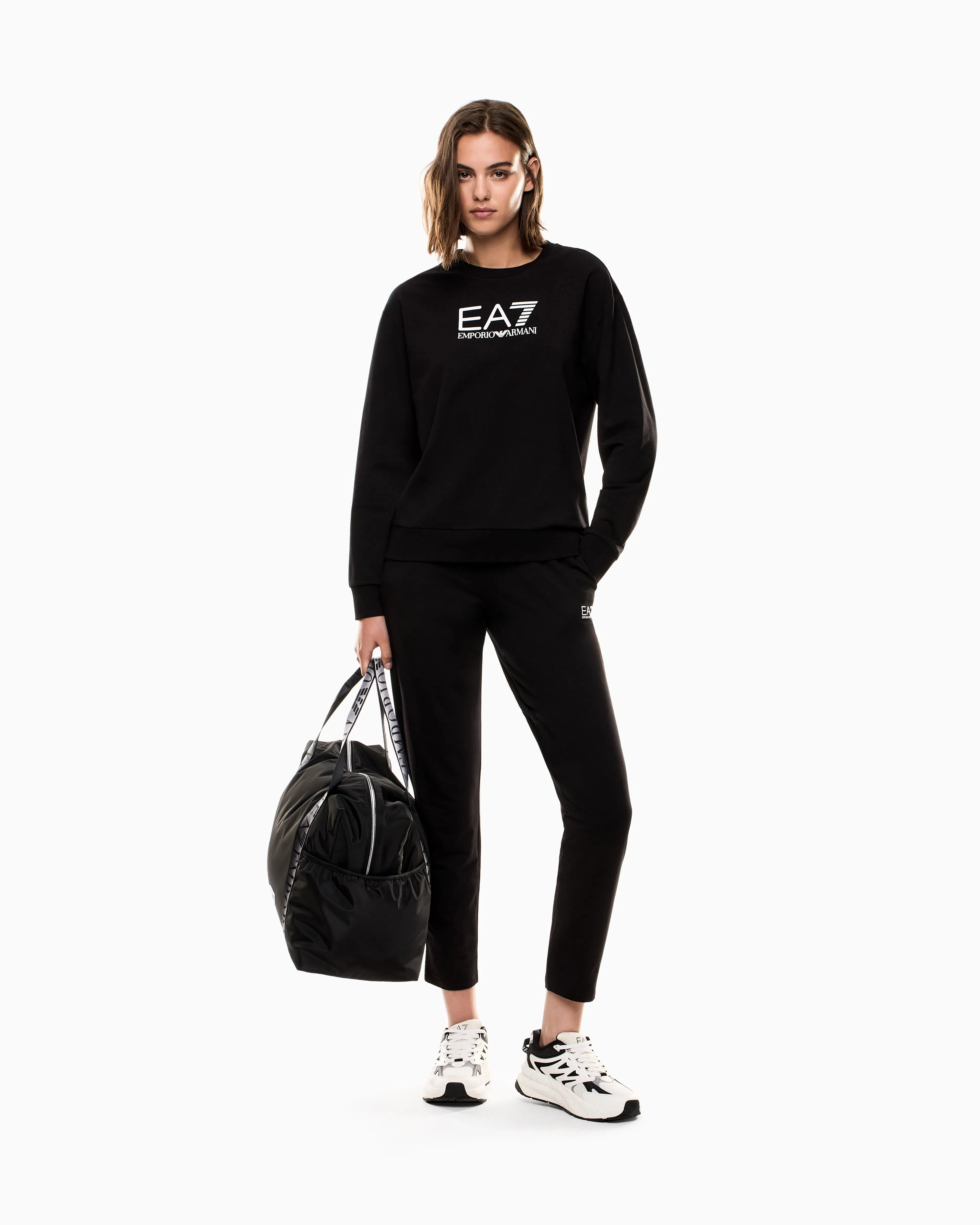 EA7 Stretch-cotton tracksuit with logo
