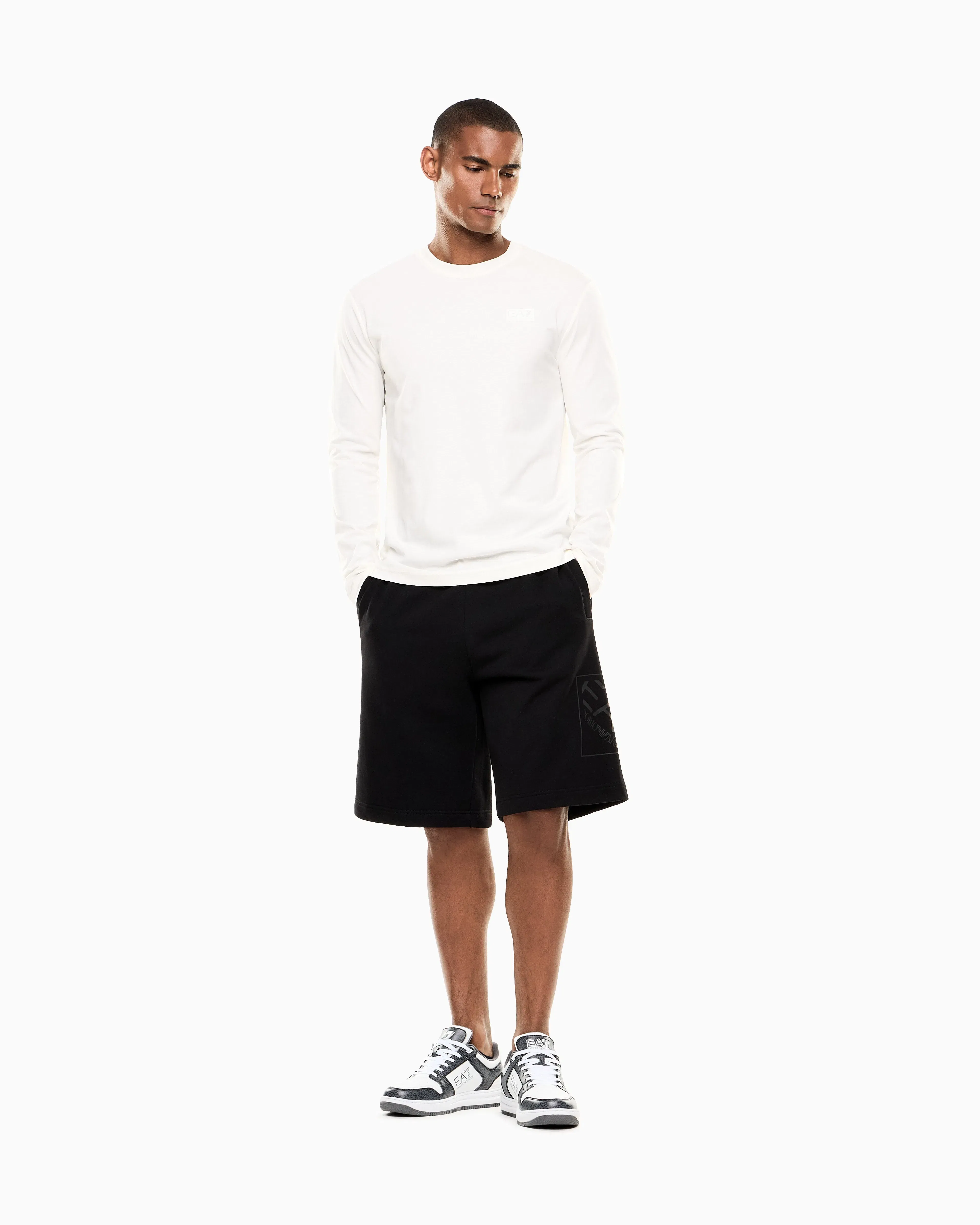 EA7 Logo Series cotton shorts
