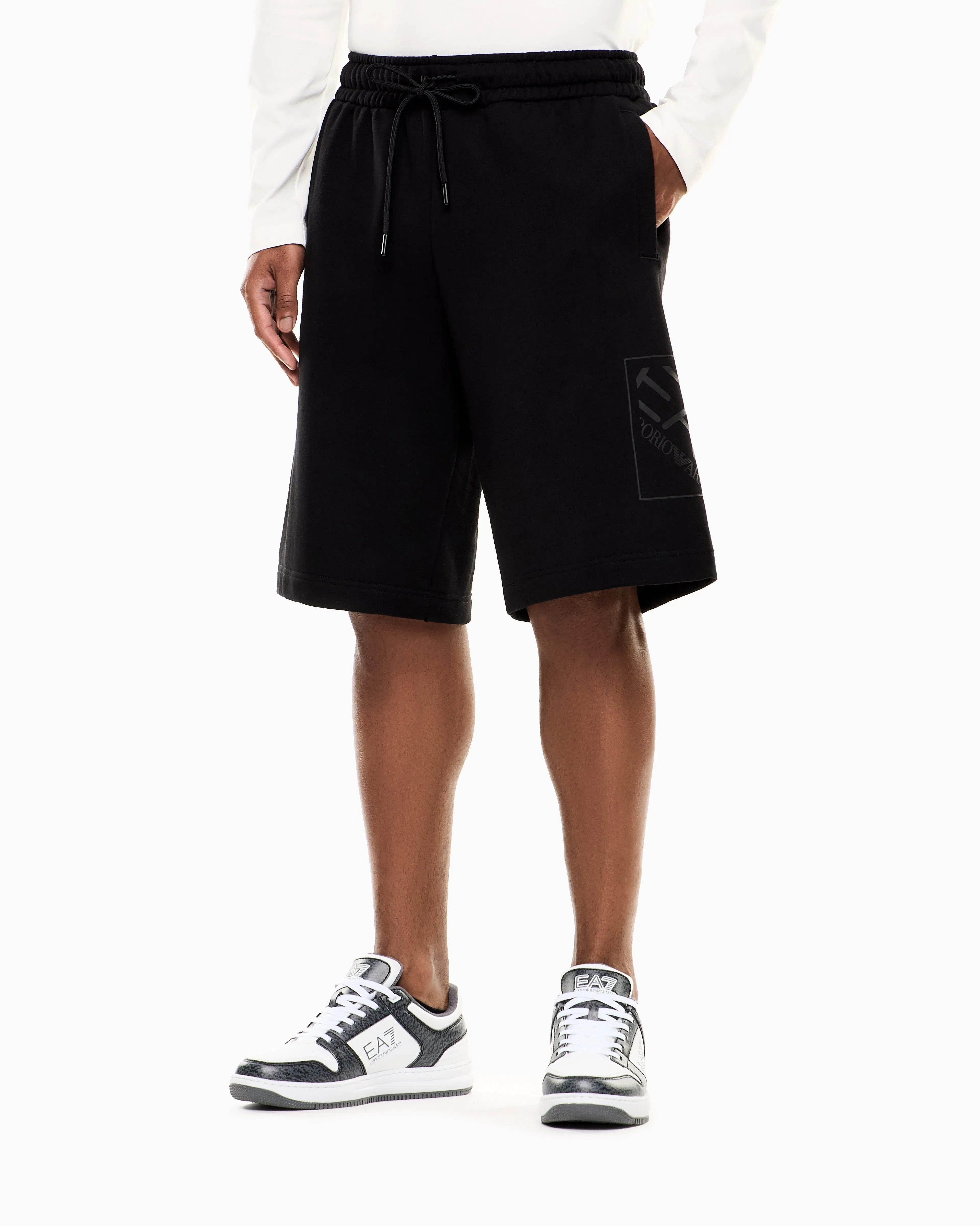 EA7 Logo Series cotton shorts