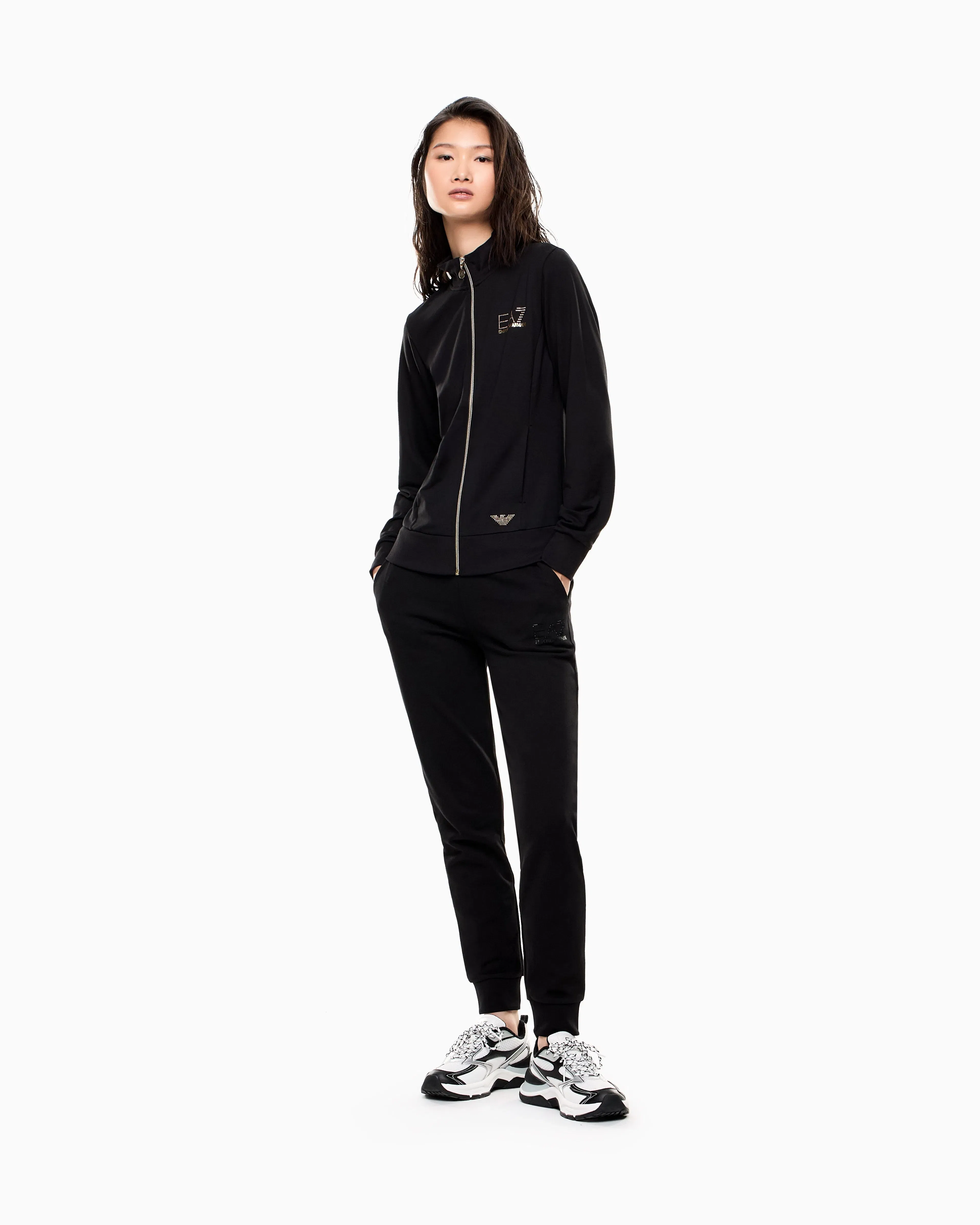 EA7 Evolution stretch-viscose blend zip-up sweatshirt