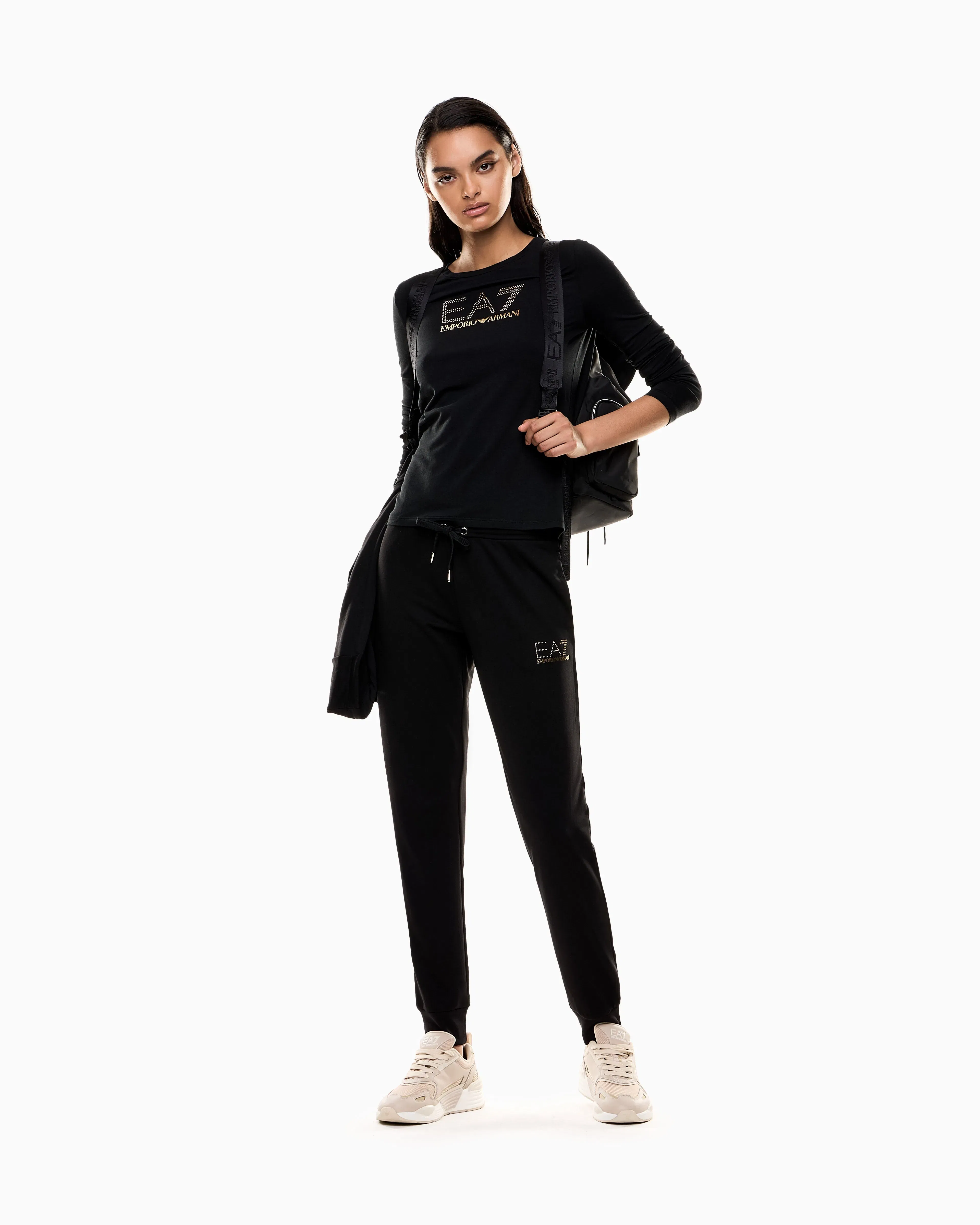 EA7 Evolution stretch cotton and modal long-sleeved T-Shirt