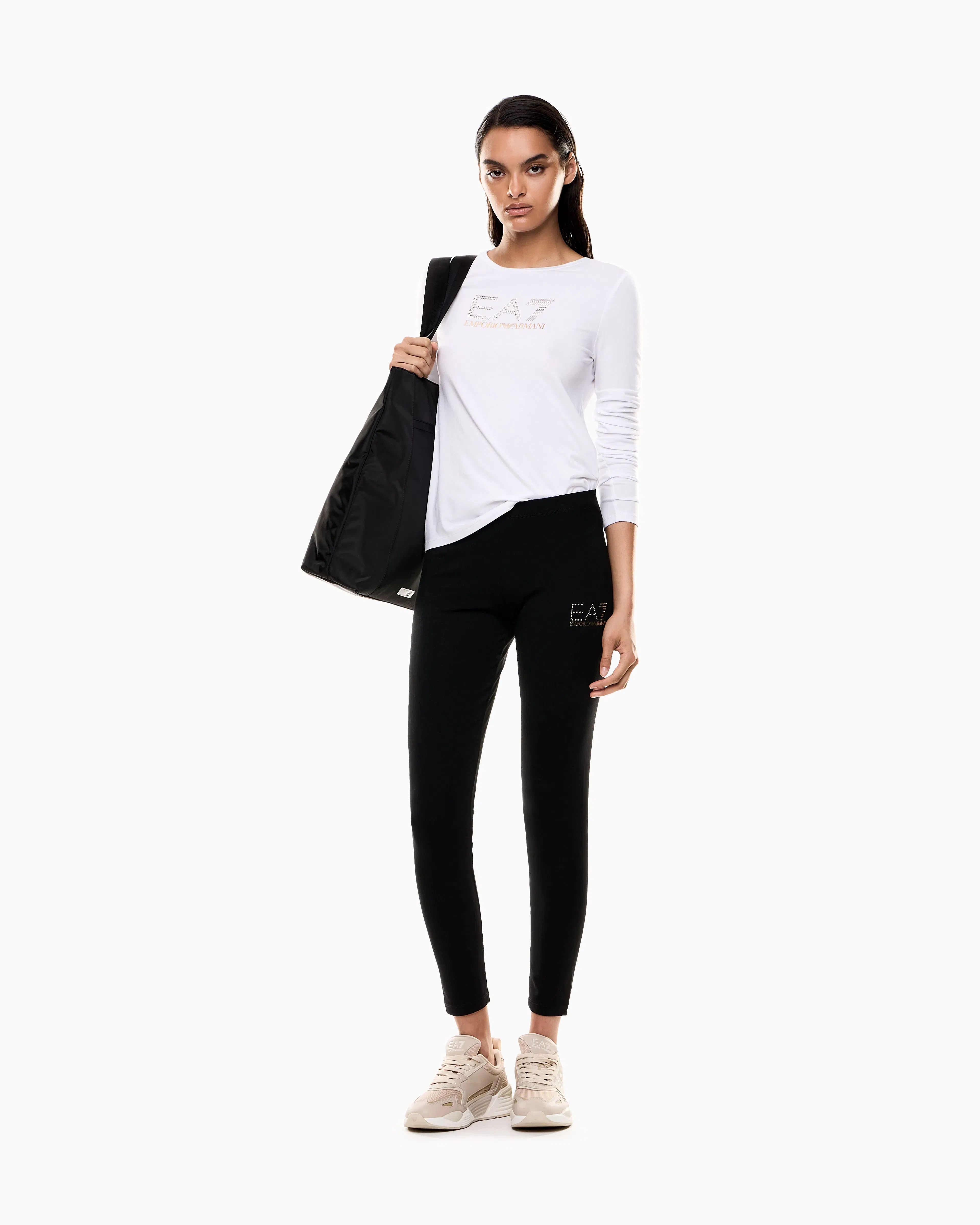 EA7 Evolution stretch cotton and modal long-sleeved T-Shirt