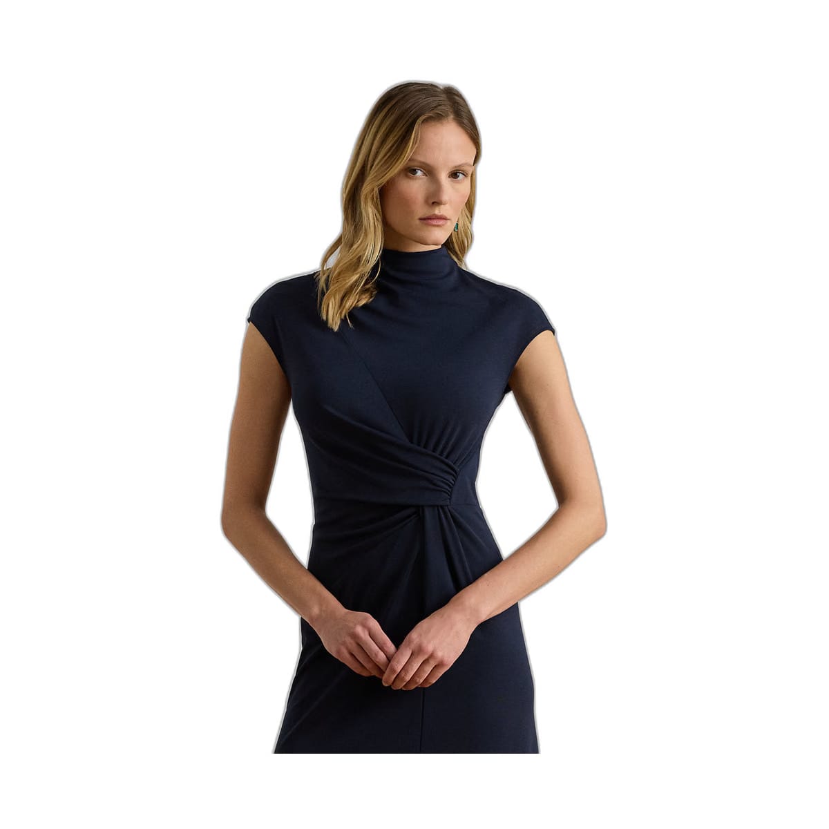 Ralph Lauren TwistFront Jersey Mockneck Dress