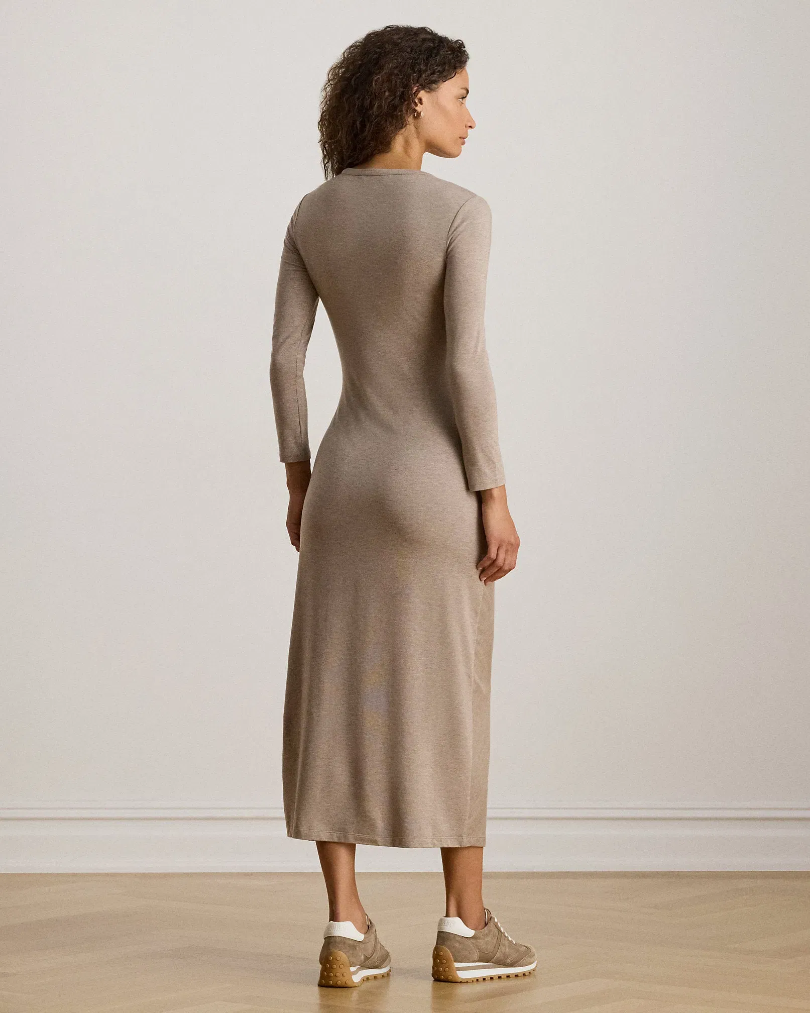 Ralph Lauren TieFront Stretch Jersey Midi Dress