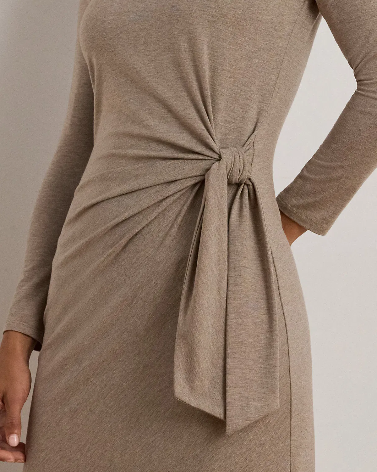 Ralph Lauren TieFront Stretch Jersey Midi Dress