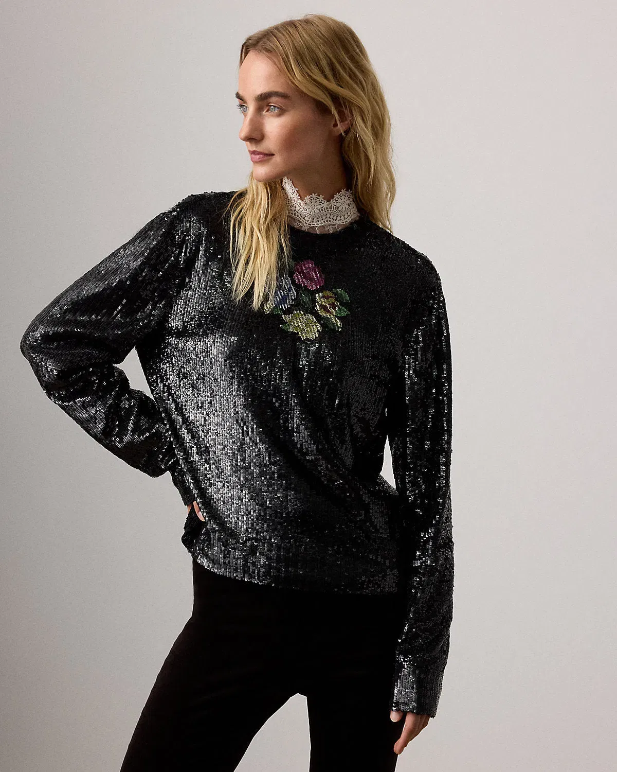 Ralph Lauren Sharon Embellished Tulle Top