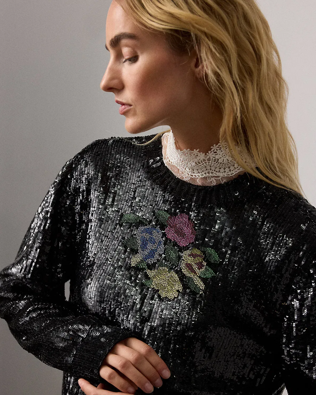 Ralph Lauren Sharon Embellished Tulle Top