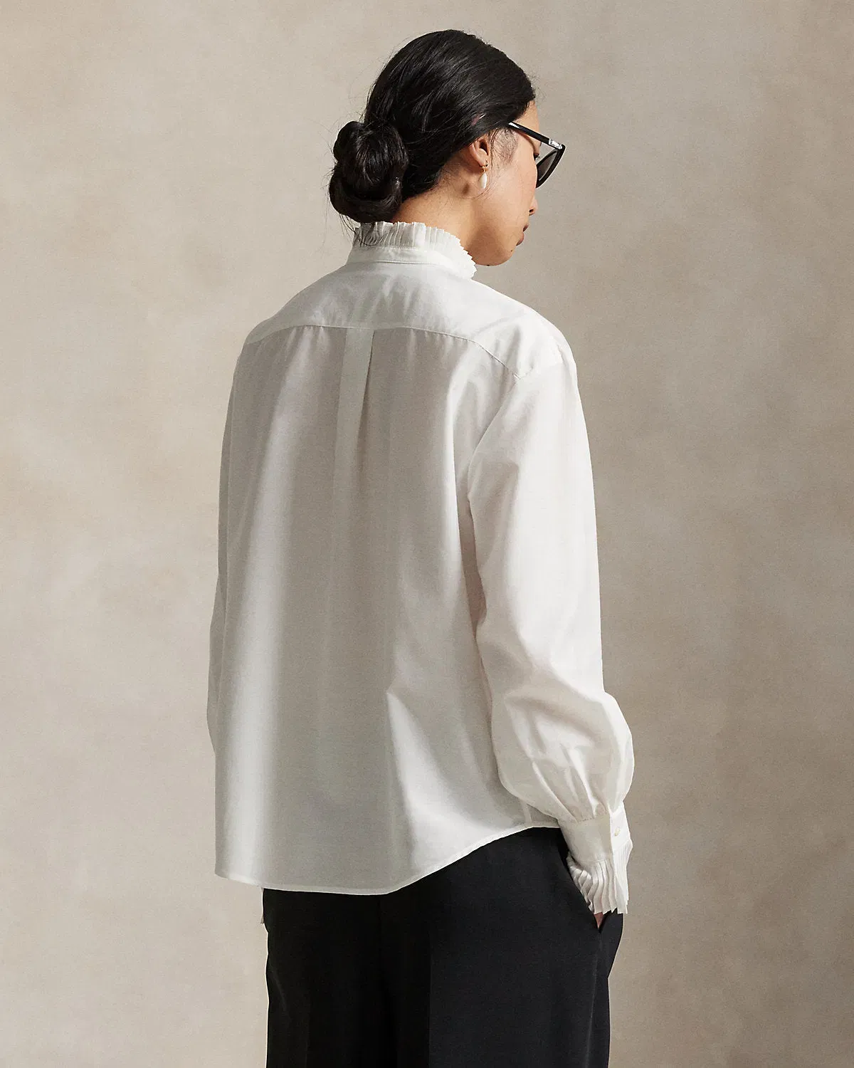 Ralph Lauren PleatedBib CottonSilk Shirt