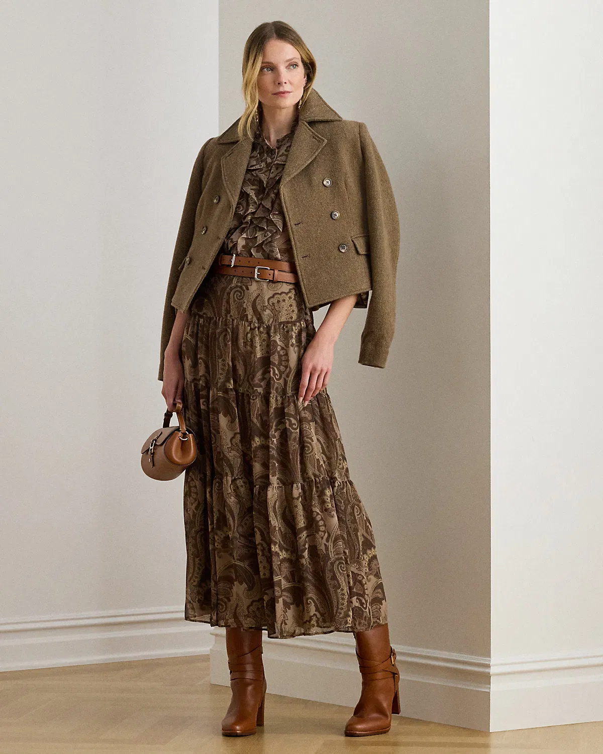 Ralph Lauren Paisley Chiffon Tiered Skirt