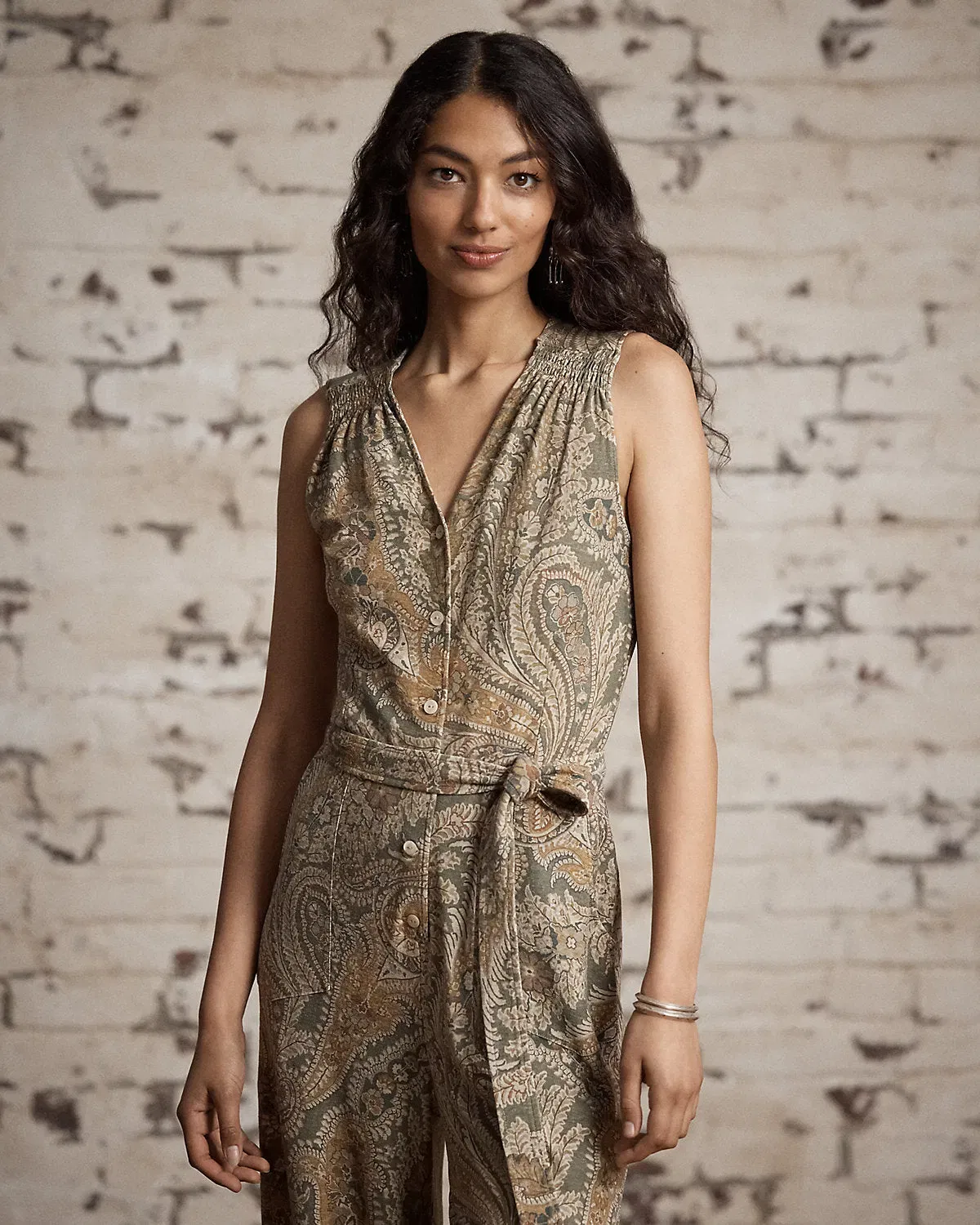 Ralph Lauren Paisley LinenCotton Jersey Jumpsuit