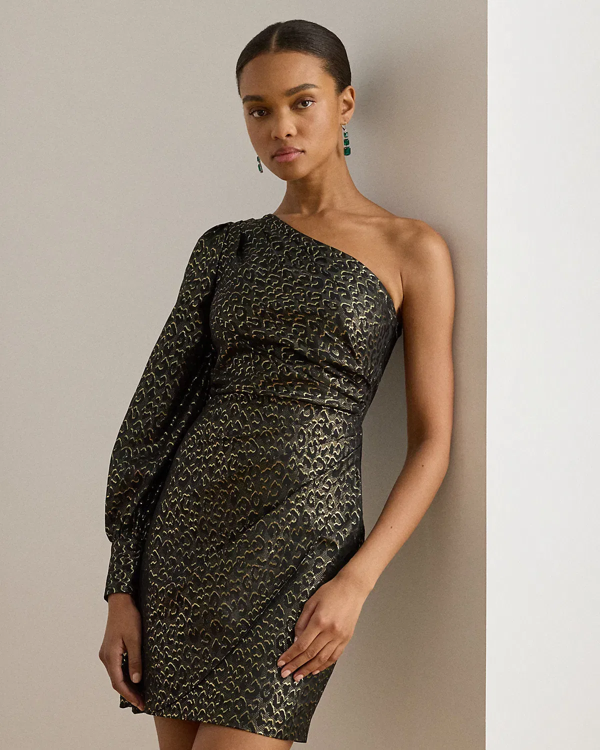 Ralph Lauren Ocelot OneShoulder Cocktail Dress