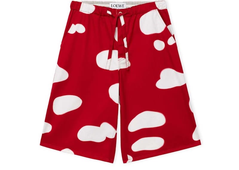 LOEWE Mushroom Bermuda In Denim Red/White
